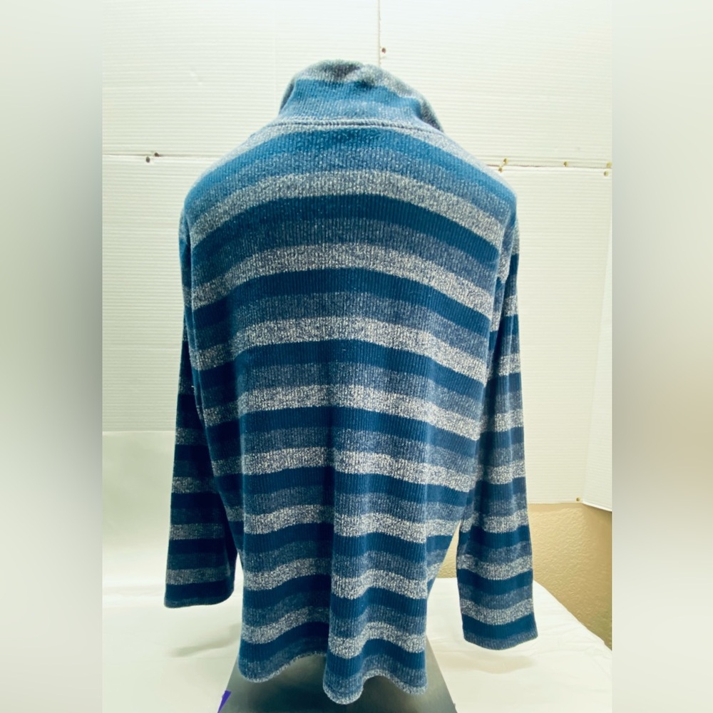 * Ruby Rd. Mens size large button 1/3 front layering pull over sweater striped - Picture 5 of 11